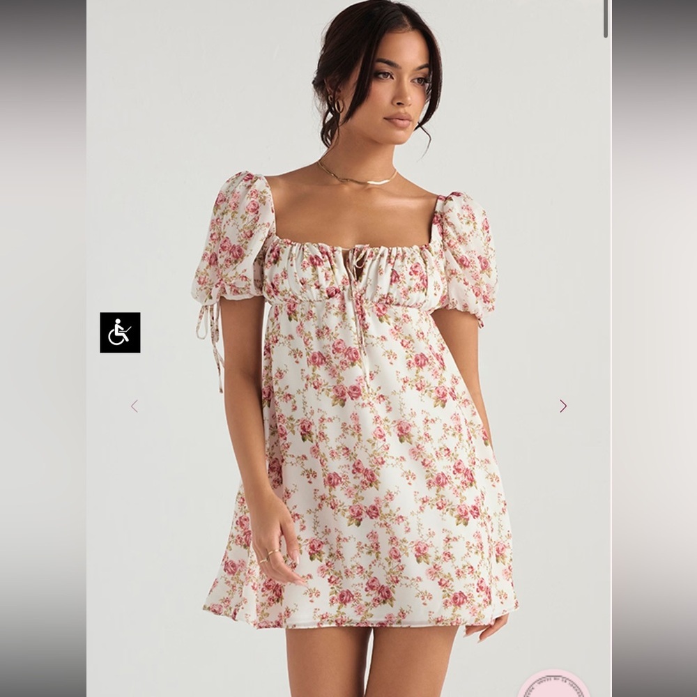 NWOT Feminine House of Cb Princess Rose Print Mini Dress